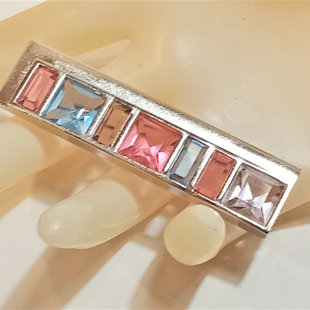 Vintage Goossens for YSL Jeweled Bar Brooch